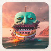 Scary boat vierkante kartonnen onderzetter (Voorkant)