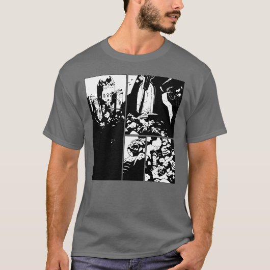 Scary Castles in Comic Book Panels T-shirt (Voorkant)