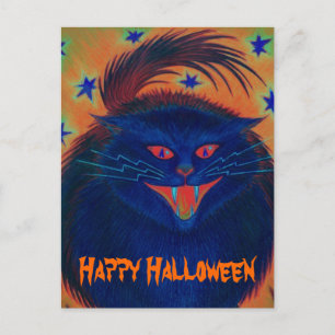 Scary Cat Blue 'Happy Halloween'-briefkaart Briefkaart