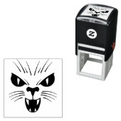 Scary Cat Face Halloween Fierce Zelfinktende Stempel (In situ)