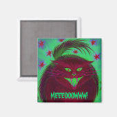 Scary Cat Red 'MEEEOOWW!' koelkast magnet Magneet (Voorkant / Achterkant)