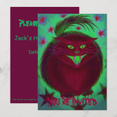 Scary Cat rouge 'Vous êtes invité' invitation (Devant / Derrière)
