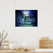 Scary Cemetery met Graveyard en Tombs Poster (Keuken)