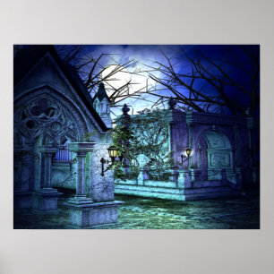 Scary Cemetery met Graveyard en Tombs Poster