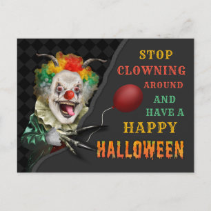 Scary Clown Creepy Circus Halloween Funny Joke Briefkaart