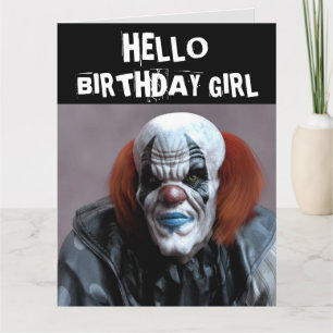 SCARY CLOWN FUNNY ANNIVERSAIRE FILLE CARTE SURTAIL