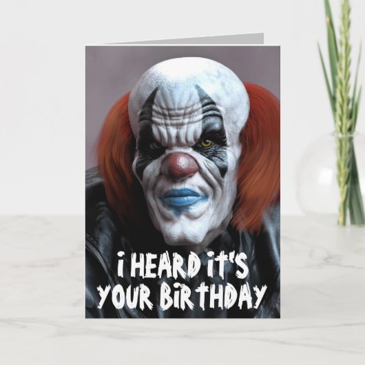 SCARY CLOWN FUNNY ANNIVERSAIRE SNUGGLE Carte de vo (Devant)