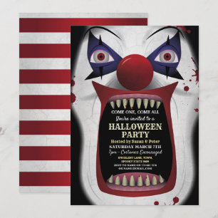 Scary Clown Halloween Party Carnival Circus Horror Kaart