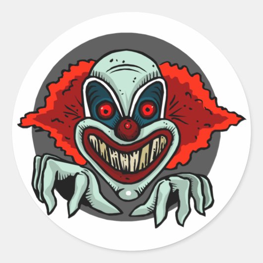 Scary Clown Ronde Sticker (Voorkant)