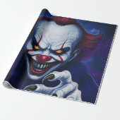 Scary Clown Wrapping Paper Cadeaupapier (Uitgerold)