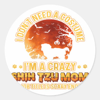 Scary Costume | Dog Mama Crazy Shih Tzu Mom Ronde Sticker