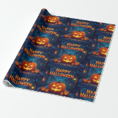 Scary Cute Pumpkins, Ghosts & Spider Web Design Cadeaupapier (Uitgerold)