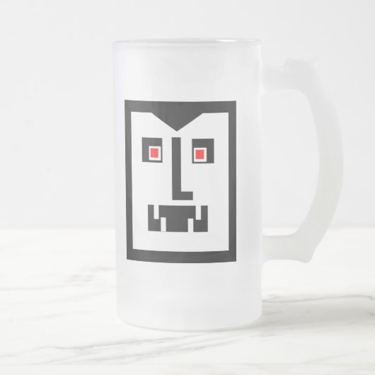 Scary Cyborg Vampire Bot - Gepersonaliseerd Matglas Bierpul (Rechts)