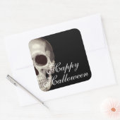Scary Dead Skull Happy Halloween Square Sticker (Envelop)
