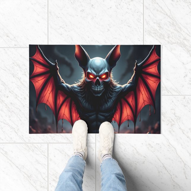 Scary Demonic Skull Bat Monster Doormat Deurmat (Binnen)