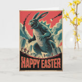 Scary Easter Bunny Monster Horror Card Kaart (Gele Bloem)