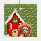 Scary Elf Snoep Gingerbread House Keramisch Ornament (Voorkant)