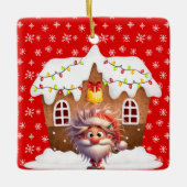 Scary Elf Snoep Gingerbread House Keramisch Ornament (Voorkant)
