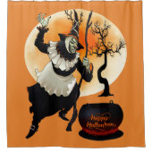 Scary Evil and Wyed Halloween Witch Cauldron Douchegordijn (Voorkant)