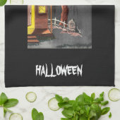 Scary Fun Halloween Bat Haunted House Theedoek (Gevouwen)