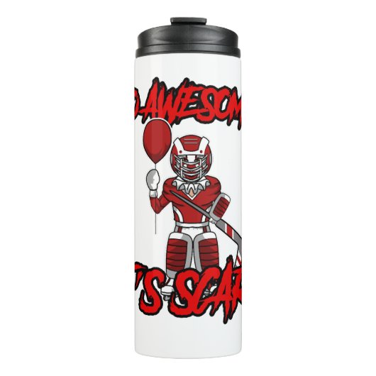 Scary Funny Halloween Clown Hockey Goalie Thermosbeker (Voorkant)