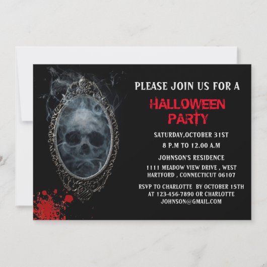 Scary Ghost Mirror Halloween Party Kaart (Voorkant)