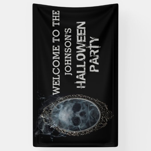 Scary Ghost Mirror Halloween Party Spandoek (Verticaal)