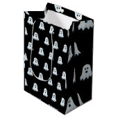 Scary Ghost Pattern zwart-wit Medium Cadeauzakje (Voorkant Gekanteld)