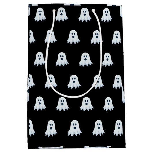Scary Ghost Pattern zwart-wit Medium Cadeauzakje (Voorkant)