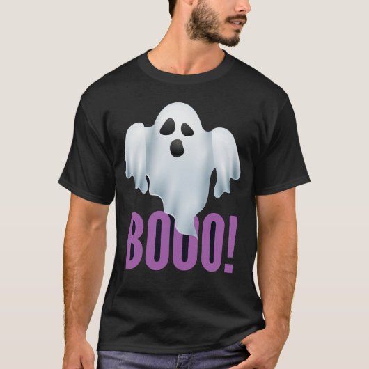 Scary Ghost with 'BOOO!' Text T-shirt (Voorkant)