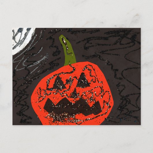 Scary Glitter Jack o' Lantern Briefkaart (Voorkant)