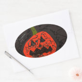 Scary Glitter Jack o' Lantern Ovale Sticker (Envelop)