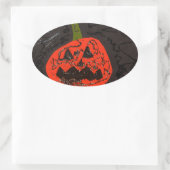 Scary Glitter Jack o' Lantern Ovale Sticker (Tas)