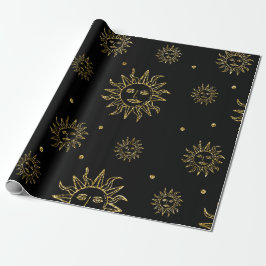 Scary Gold Black Goddess Celestial Halloween Gift Cadeaupapier