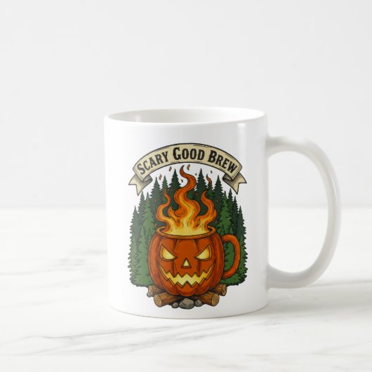 Scary Good Brew Pumpkin Mok Halloween Ontwerp (Rechts)