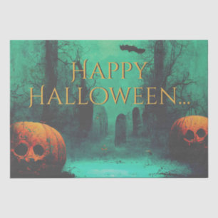 Scary Graveyard and Carved Pumpkins Halloween Tissuepapier