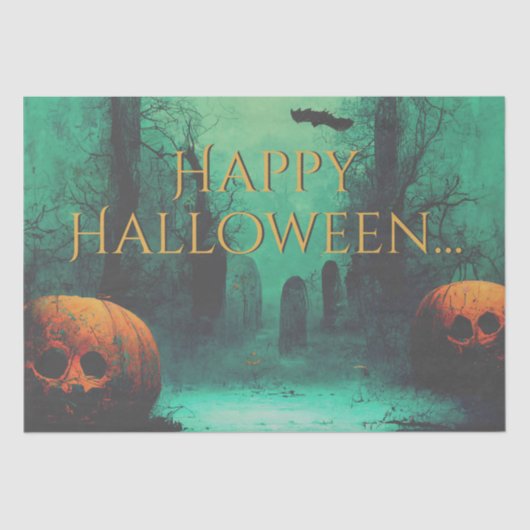 Scary Graveyard and Carved Pumpkins Halloween Tissuepapier (Voorkant)