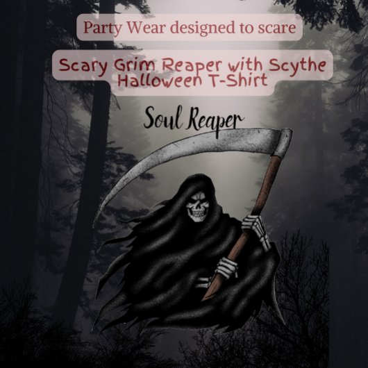 Scary Grim Reaper beroemd gemaakt door Scythe Hall T-shirt