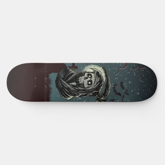 Scary Grim Reaper Full Moon Graveyard Skateboard (Horizontaal)