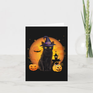Scary Halloween Black Cat Costume Witch Ha Kaart