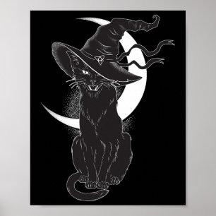  Scary Halloween Black Cat Costume Witch Ha Poster