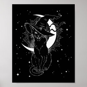  Scary Halloween Black Cat Costume Witch Ha Poster