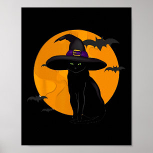  Scary Halloween Black Cat Costume Witch Ha Poster