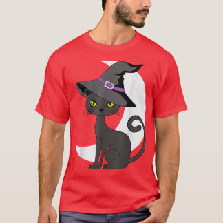  Scary Halloween Black Cat Costume Witch Ha T-shirt