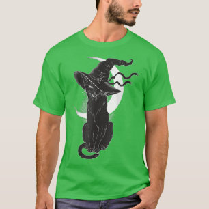 Scary Halloween Black Cat Costume Witch Ha T-shirt