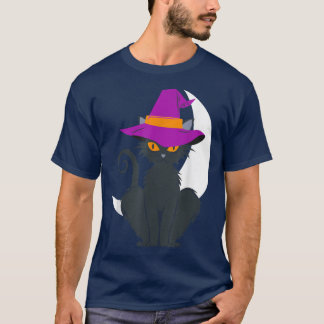  Scary Halloween Black Cat Costume Witch Ha T-shirt