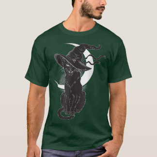  Scary Halloween Black Cat Costume Witch Ha T-shirt
