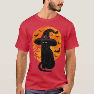 Scary Halloween Black Cat Costume Witch Ha T-shirt