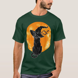  Scary Halloween Black Cat Costume Witch Ha T-shirt