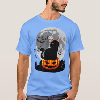 Scary Halloween Black Cat Costume Witch Ha T-shirt
